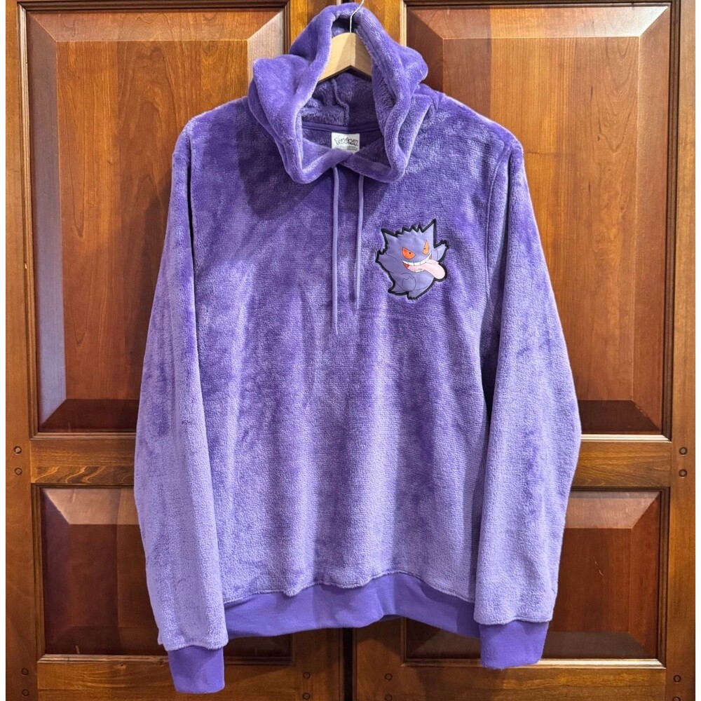 Pokemon Gengar Plush Purple Hoodie 3D Ears Cosplay Medium NWT